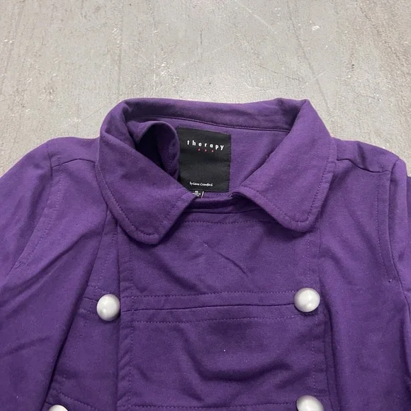Therapy by Lane Crawford Women's Purple Pea Coat Size Large Double Breasted Wool - Picture 5 of 10